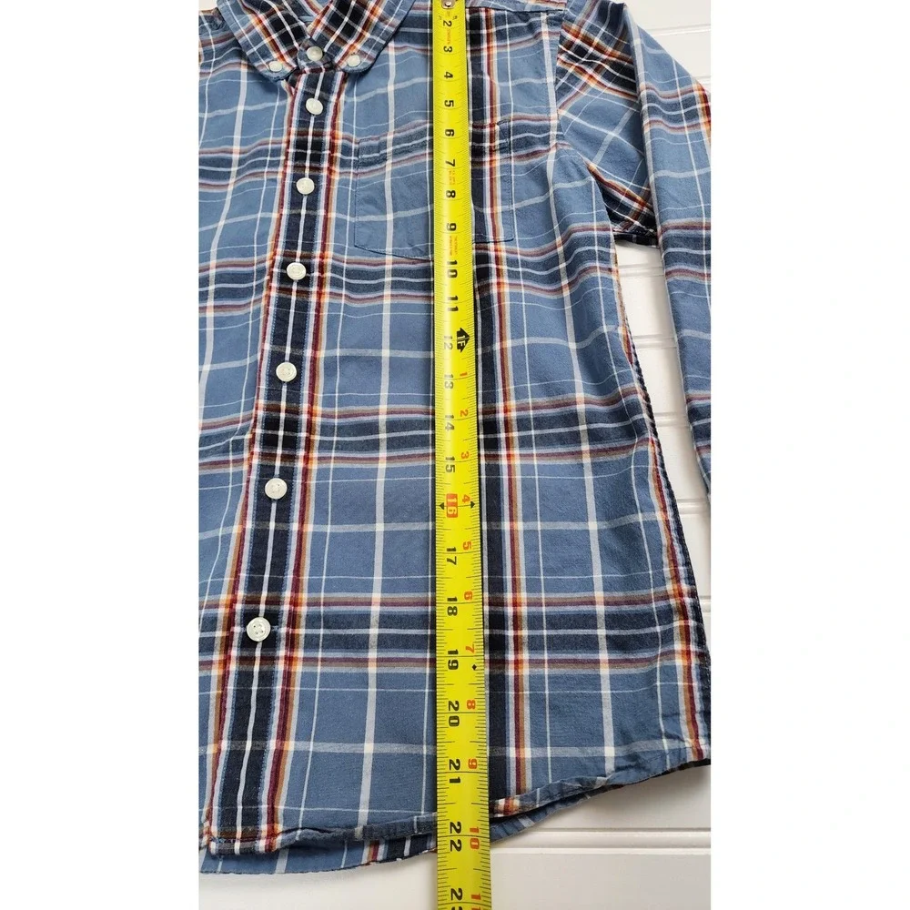 Gymboree Kids Plaid Button Down Shirt Long Sleeve Blue Orange White Size M‎ 7-8